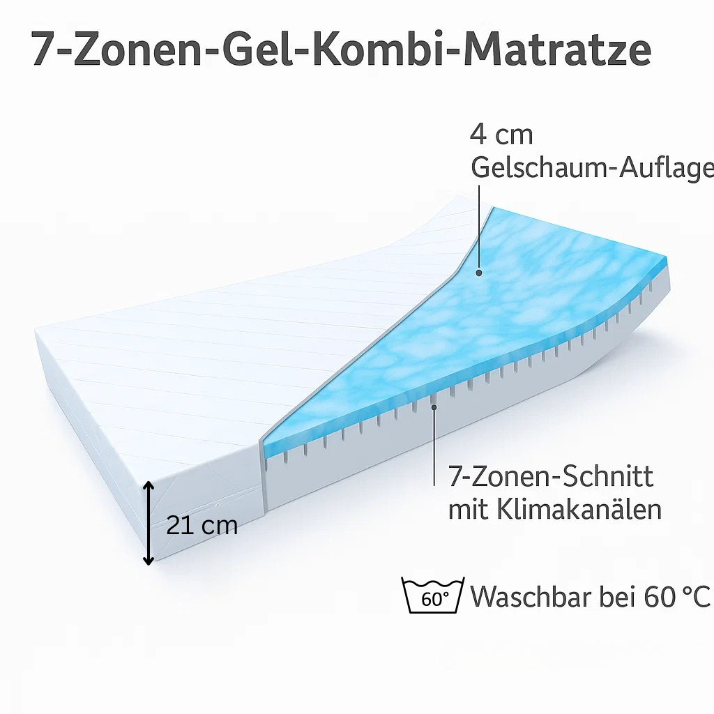7 Zonen Gel-Kombi Matratze CLASSIC