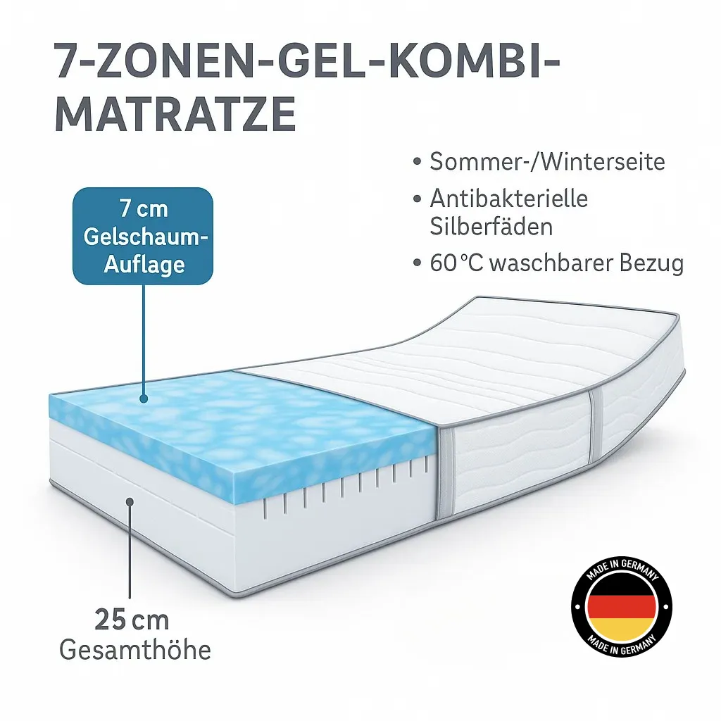 7 Zonen Gel-Kombi Matratze Luxus Ansicht 1