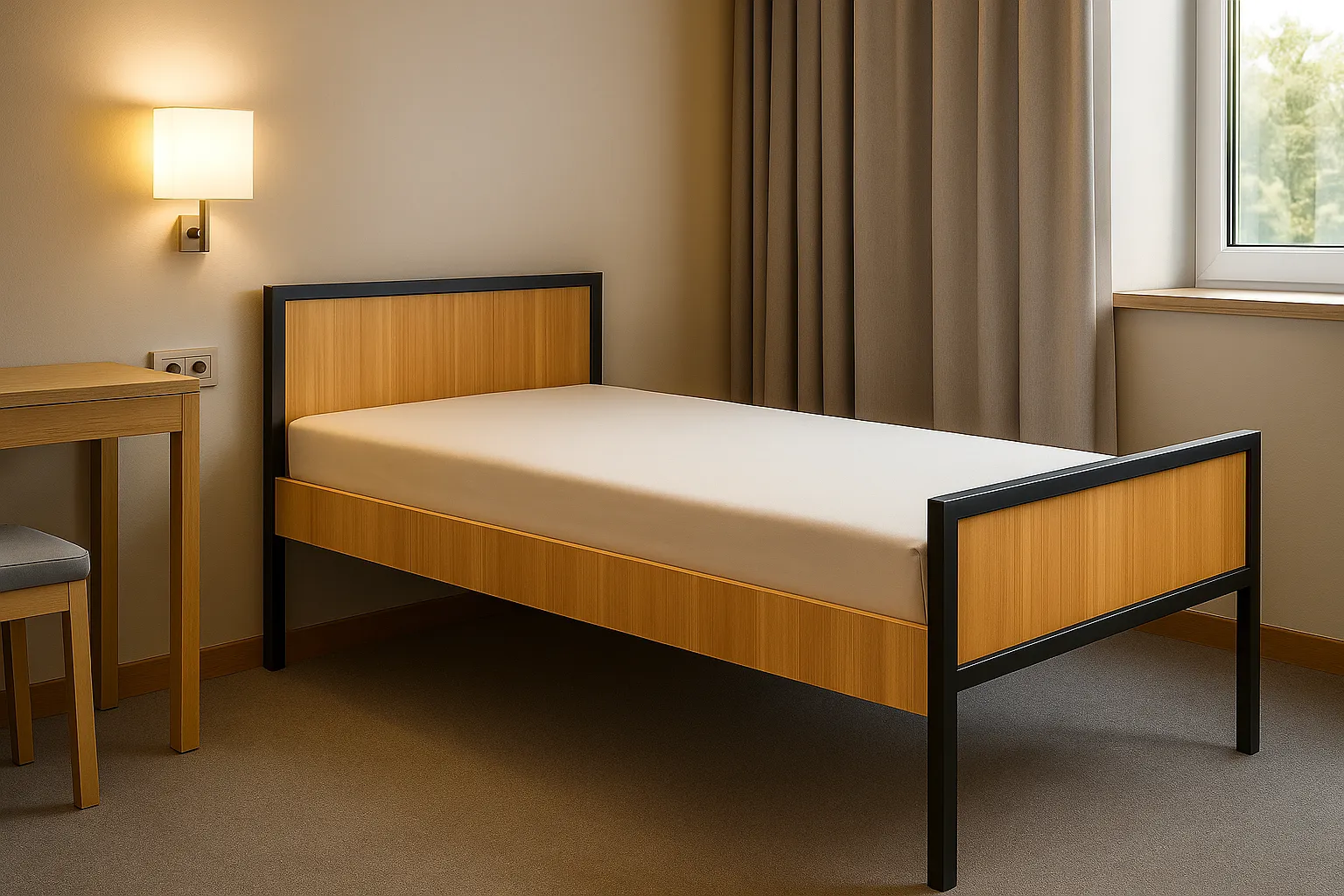 Einzelbett mit Holzverkleidung Ansicht 6