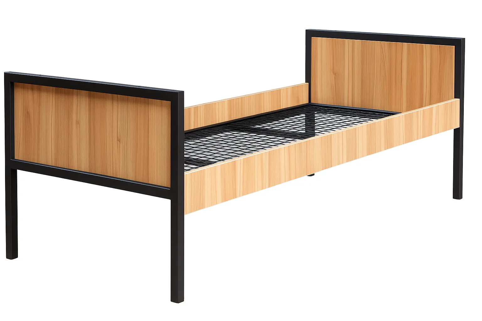 Einzelbett mit Holzverkleidung