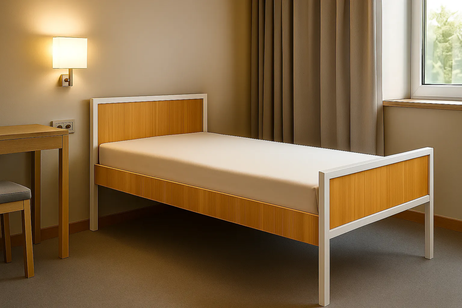 Einzelbett mit Holzverkleidung Ansicht 7