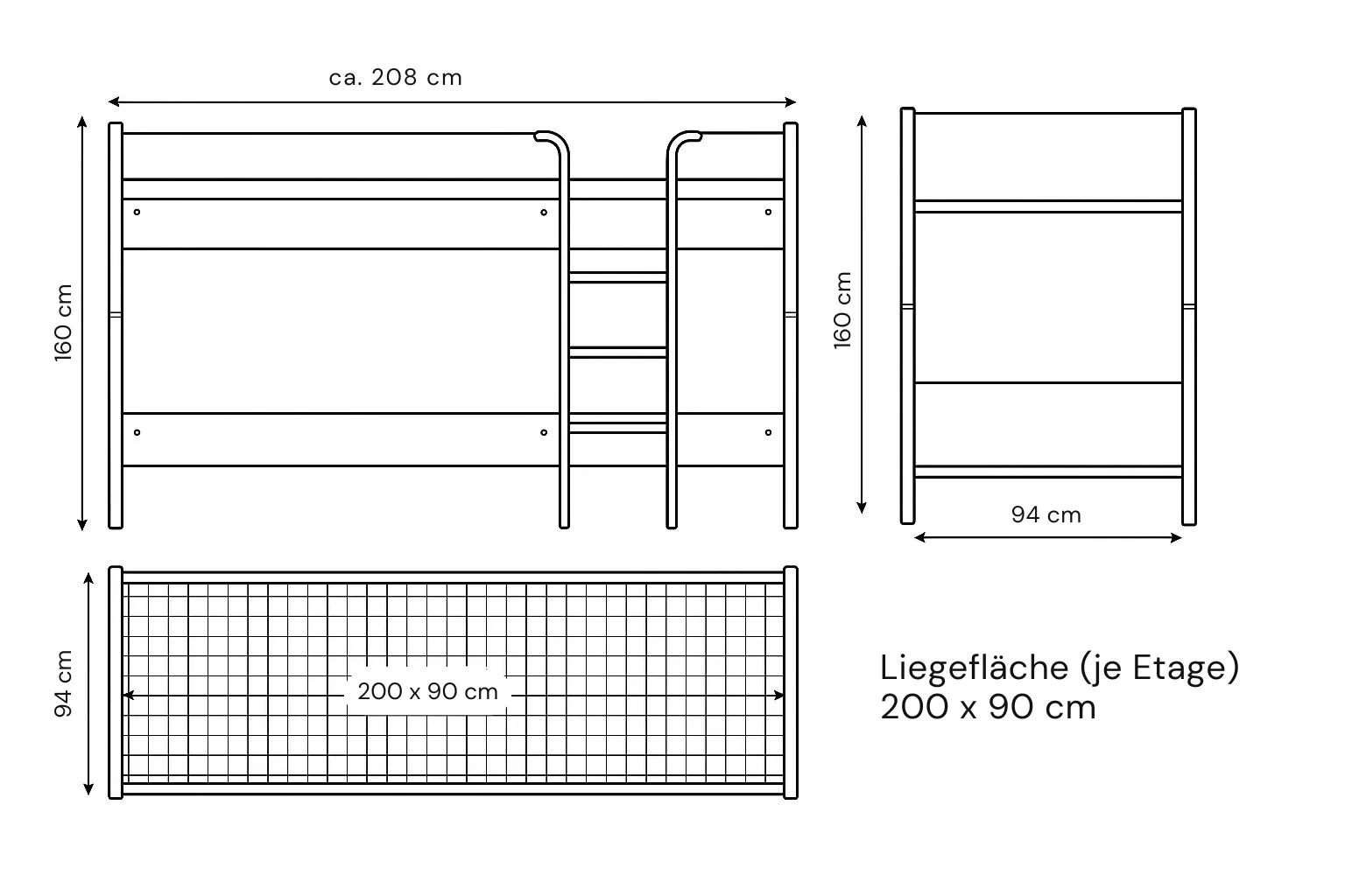 Bundeswehrbett Buche Dekor Etagenbett Ansicht 4