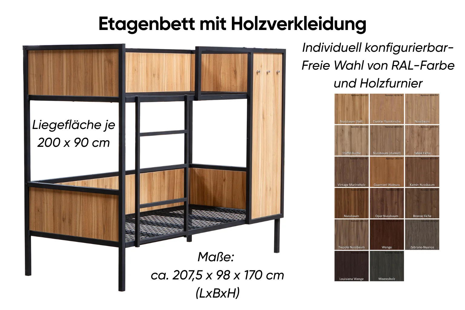 Etagenbett mit Holzverkleidung Ansicht 2