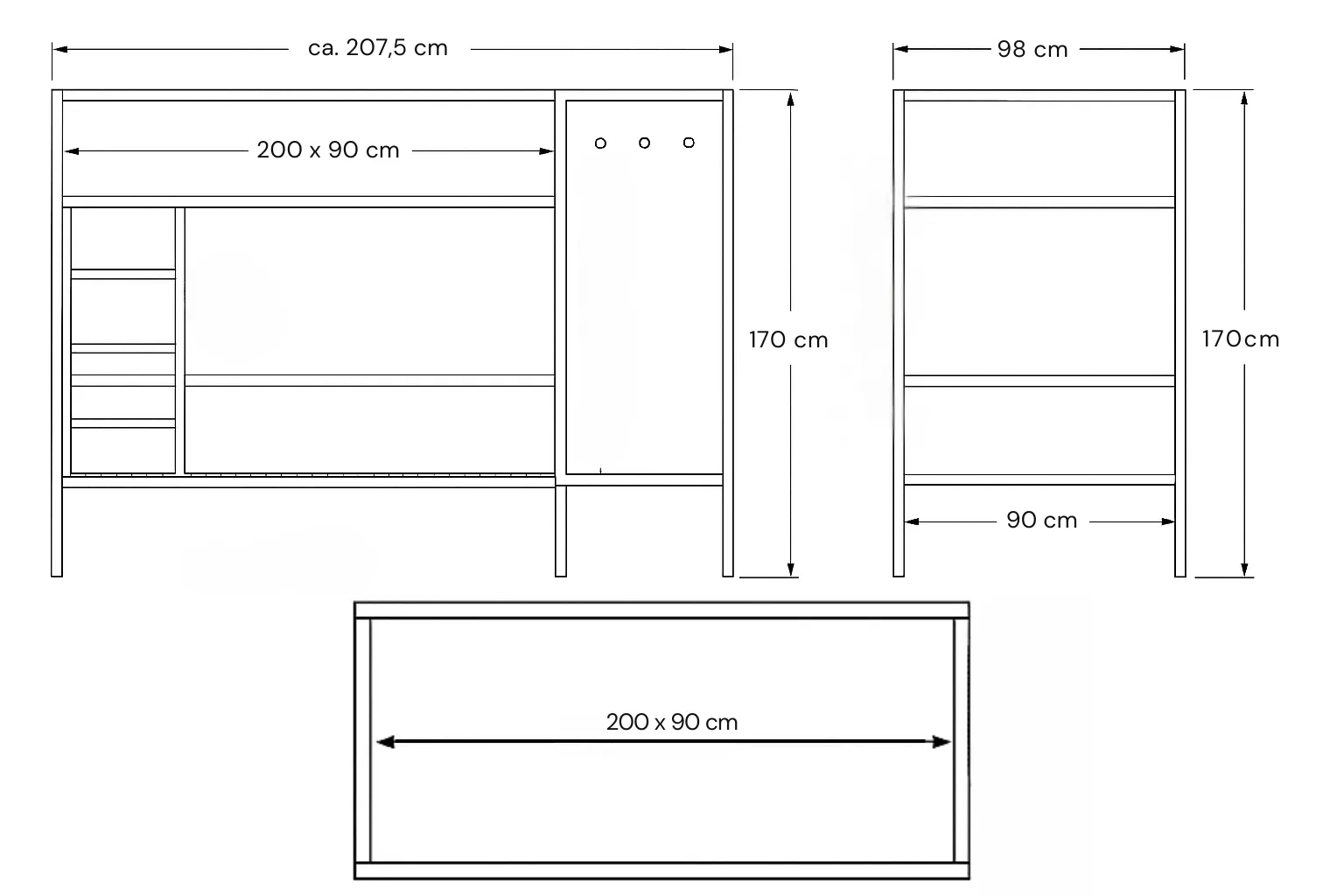 Etagenbett mit Holzverkleidung Ansicht 9