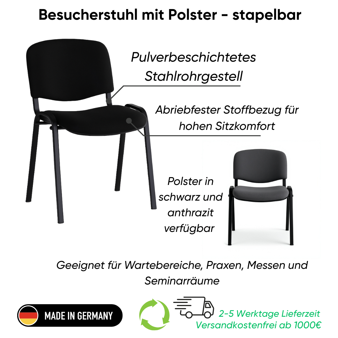 Besucherstuhl mit Polster stapelbar Ansicht 2
