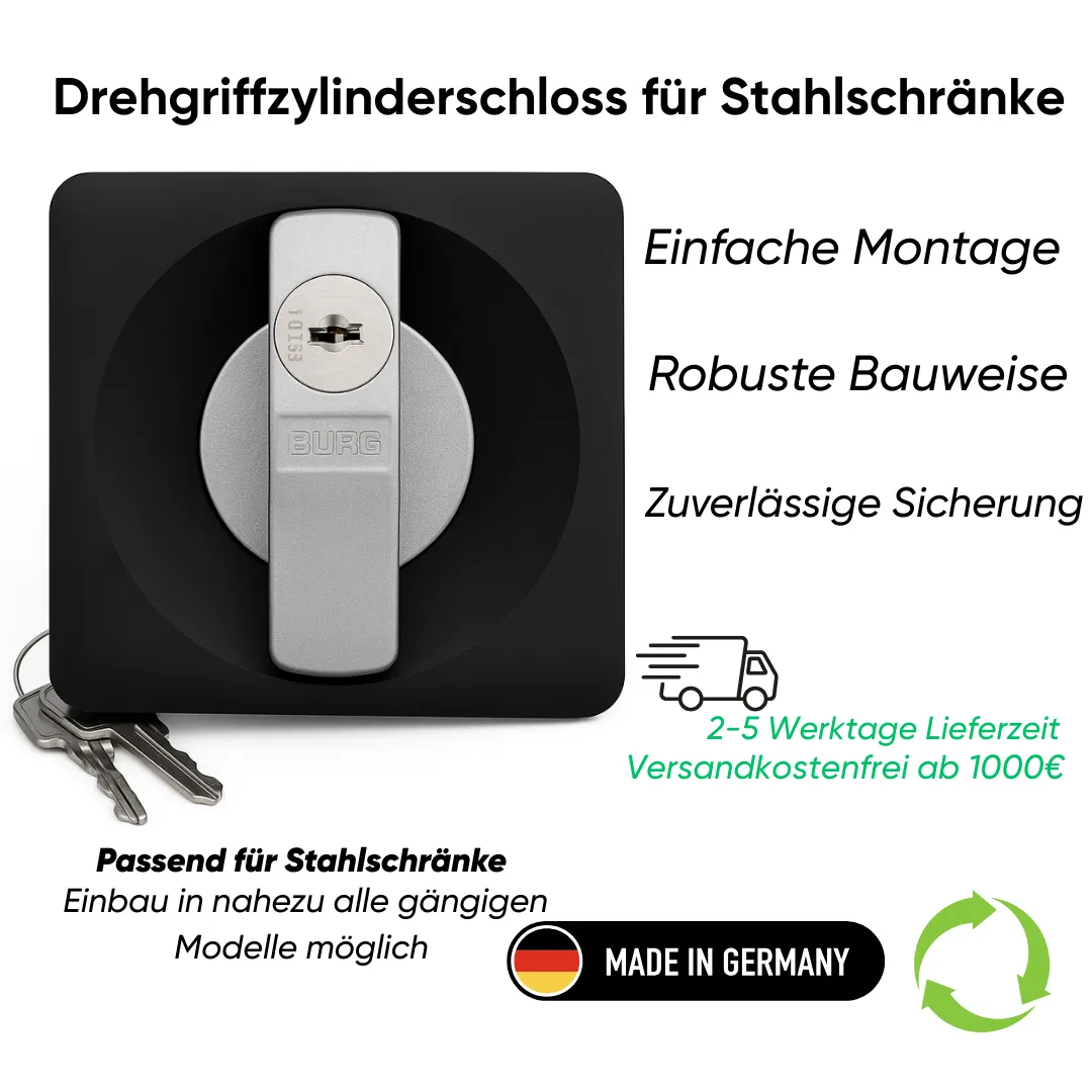 Drehgriffzylinderschloss für Stahlschränke Ansicht 2