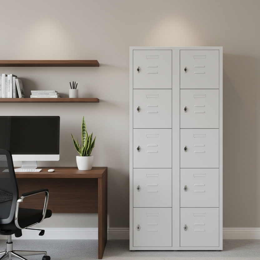 Fächerschrank 10 Türen - lichtgrau Ansicht 5