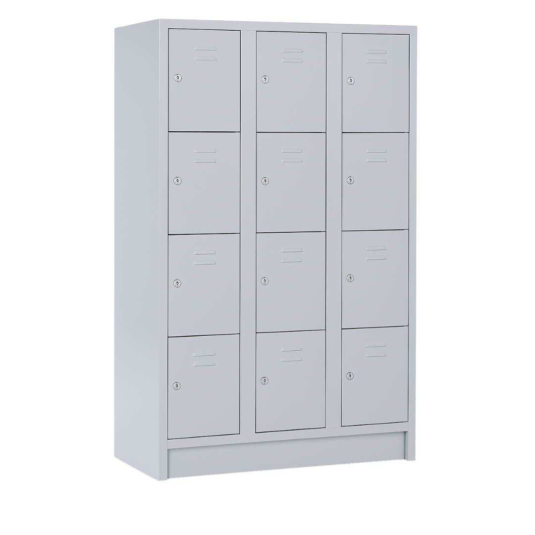 Fächerschrank mit 12 Türen – lichtgrau