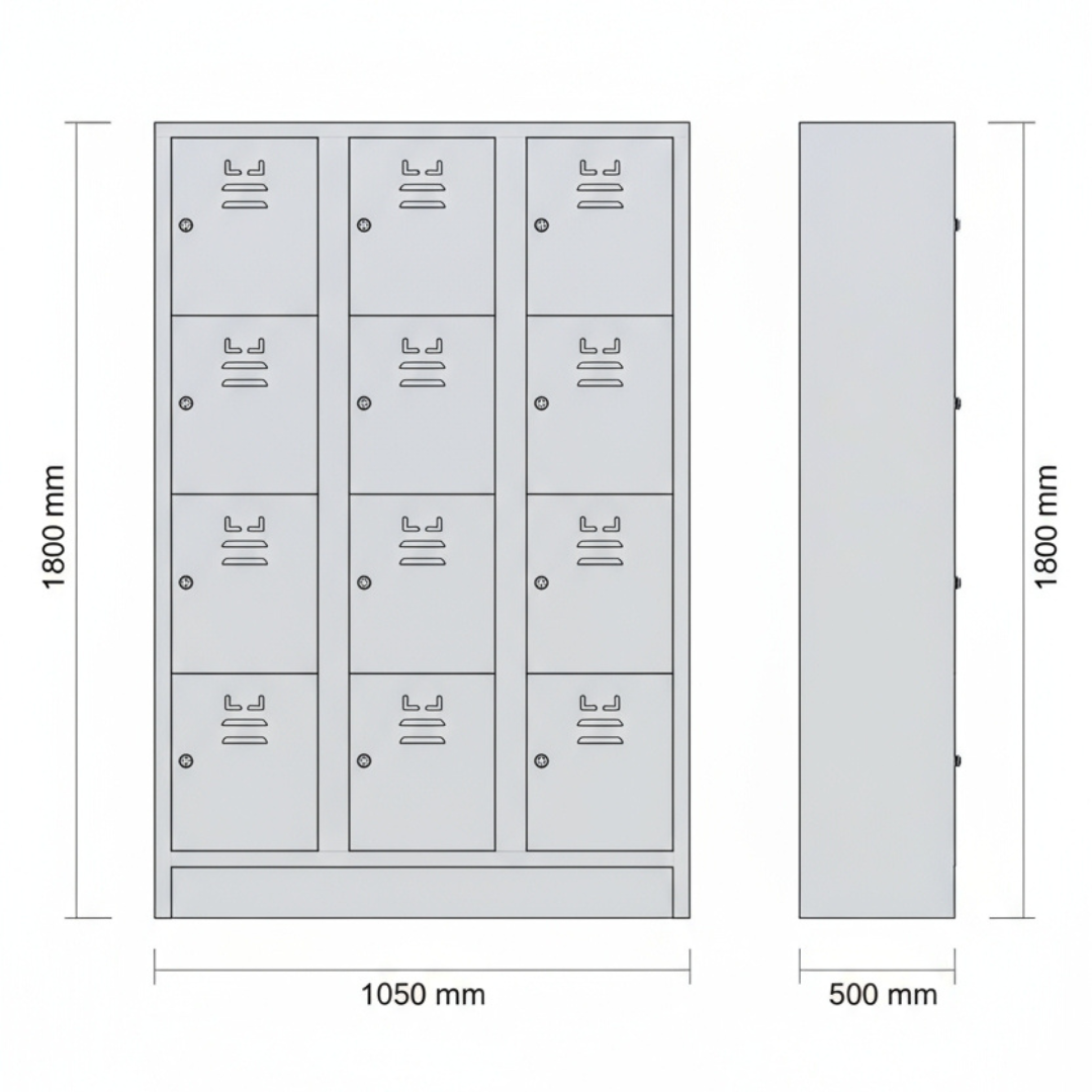 Fächerschrank mit 12 Türen – lichtgrau Ansicht 6