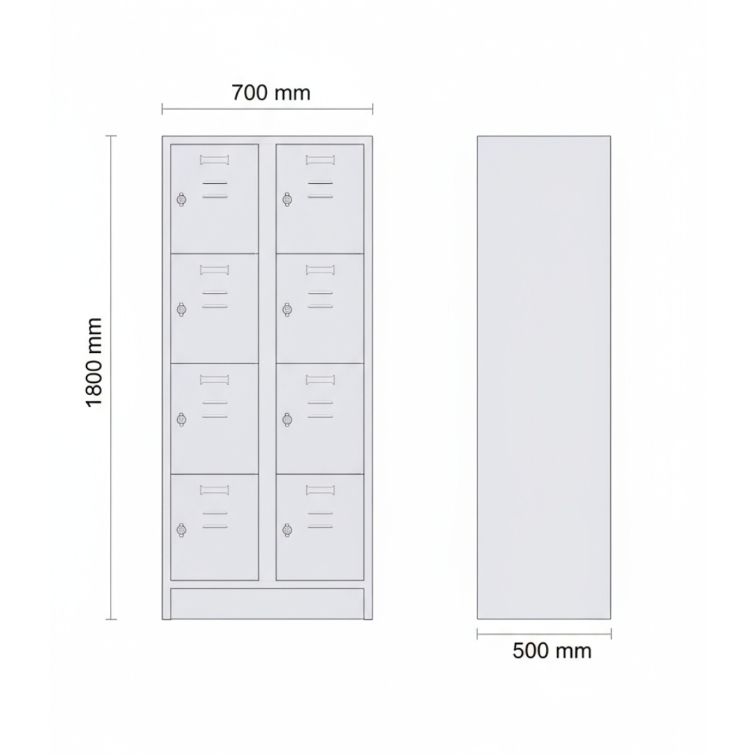 Fächerschrank 8 Türen - lichtgrau Ansicht 7
