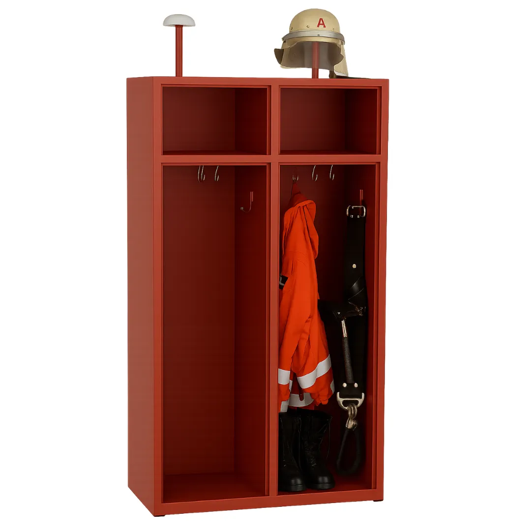 Feuerwehrschrank mit 2 Abteilen – offenes System in RAL3000