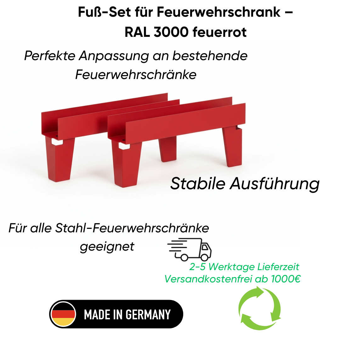 Fuß-Set für Feuerwehrschrank – RAL 3000 feuerrot Ansicht 2