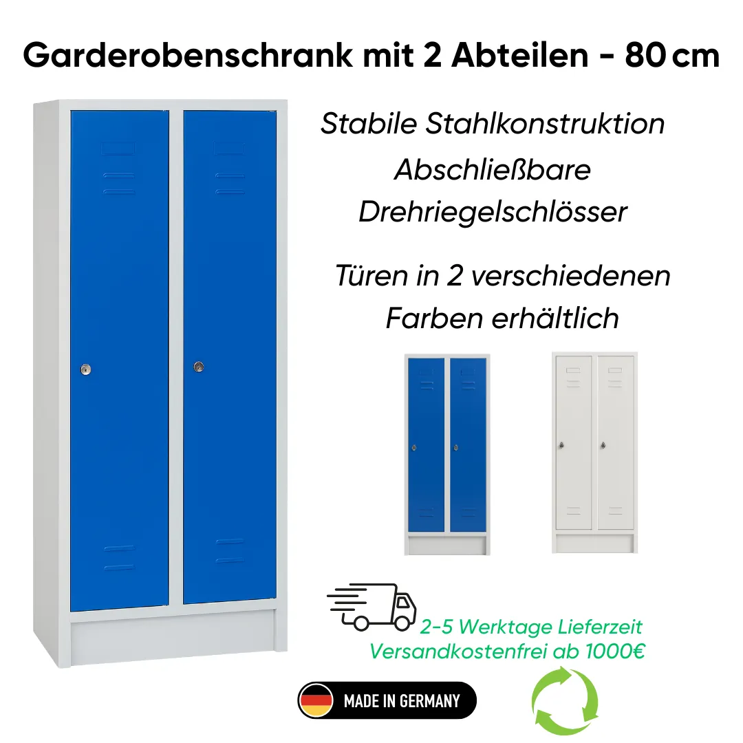 Garderobenschrank mit 2 Abteilen – 80 cm Ansicht 2