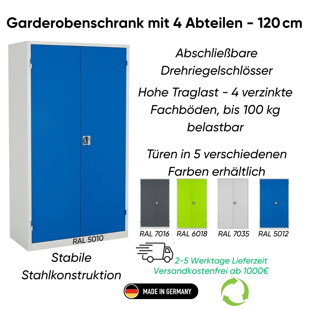 Werkstattschrank mit Flügeltüren und 4 Fachböden Ansicht 2