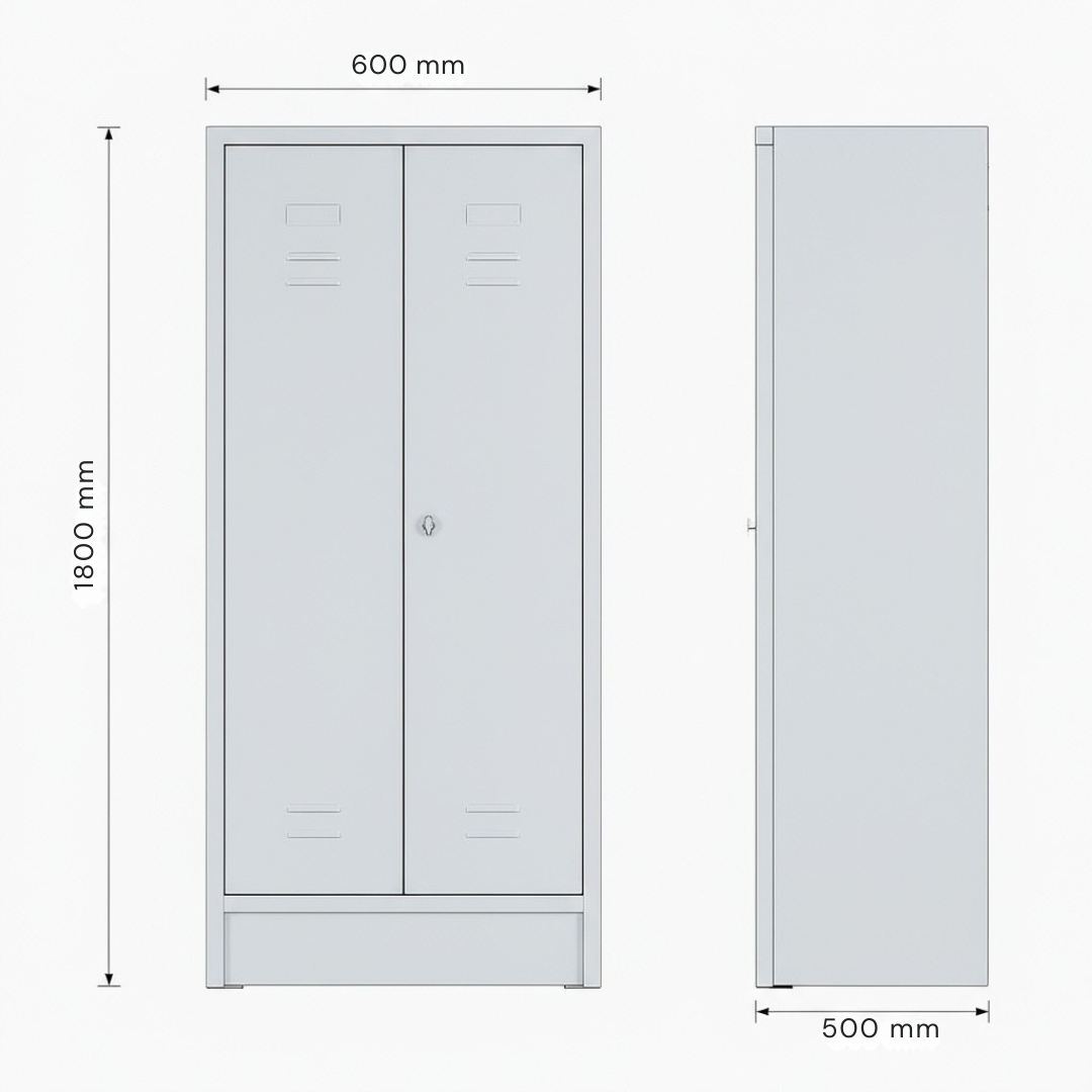 Garderobenspind 60 cm mit Fachböden in lichtgrau  Ansicht 8