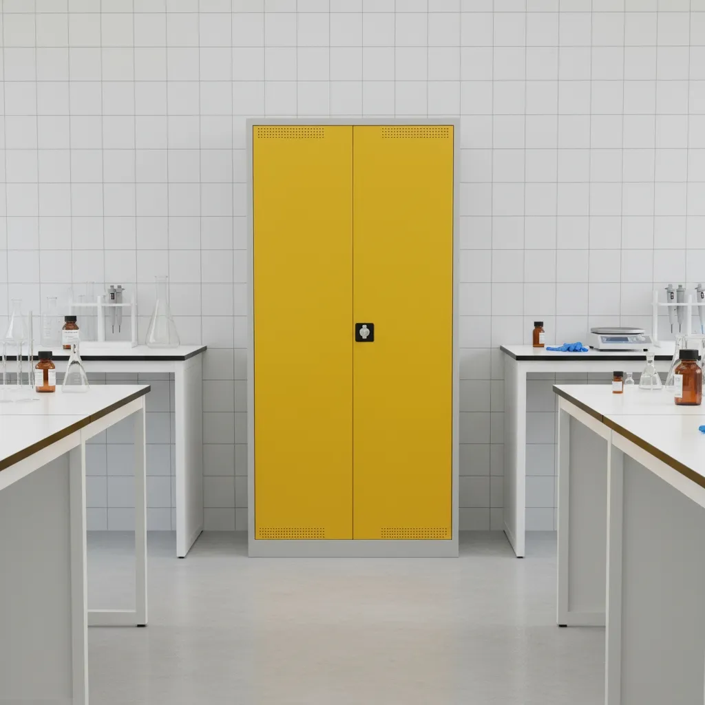 Gefahrstoffschrank 92 cm mit verzinkten Wannenböden Ansicht 7