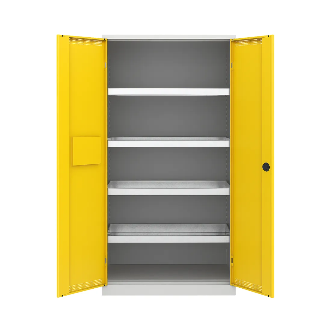 Gefahrstoffschrank 92 cm mit verzinkten Wannenböden Ansicht 6