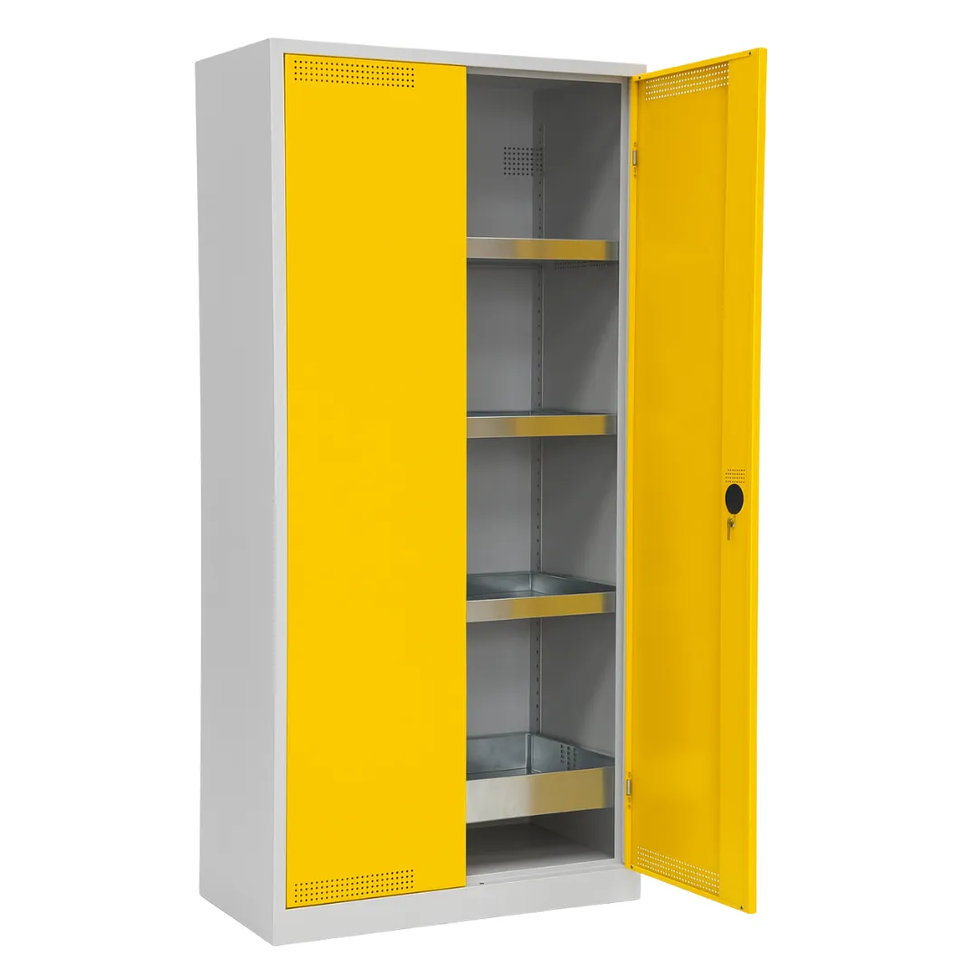 Gefahrstoffschrank 92 cm mit verzinkten Wannenböden Ansicht 5