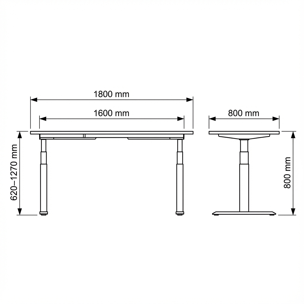 Elektrisch höhenverstellbarer Schreibtisch mit Dual-Motor Ansicht 8
