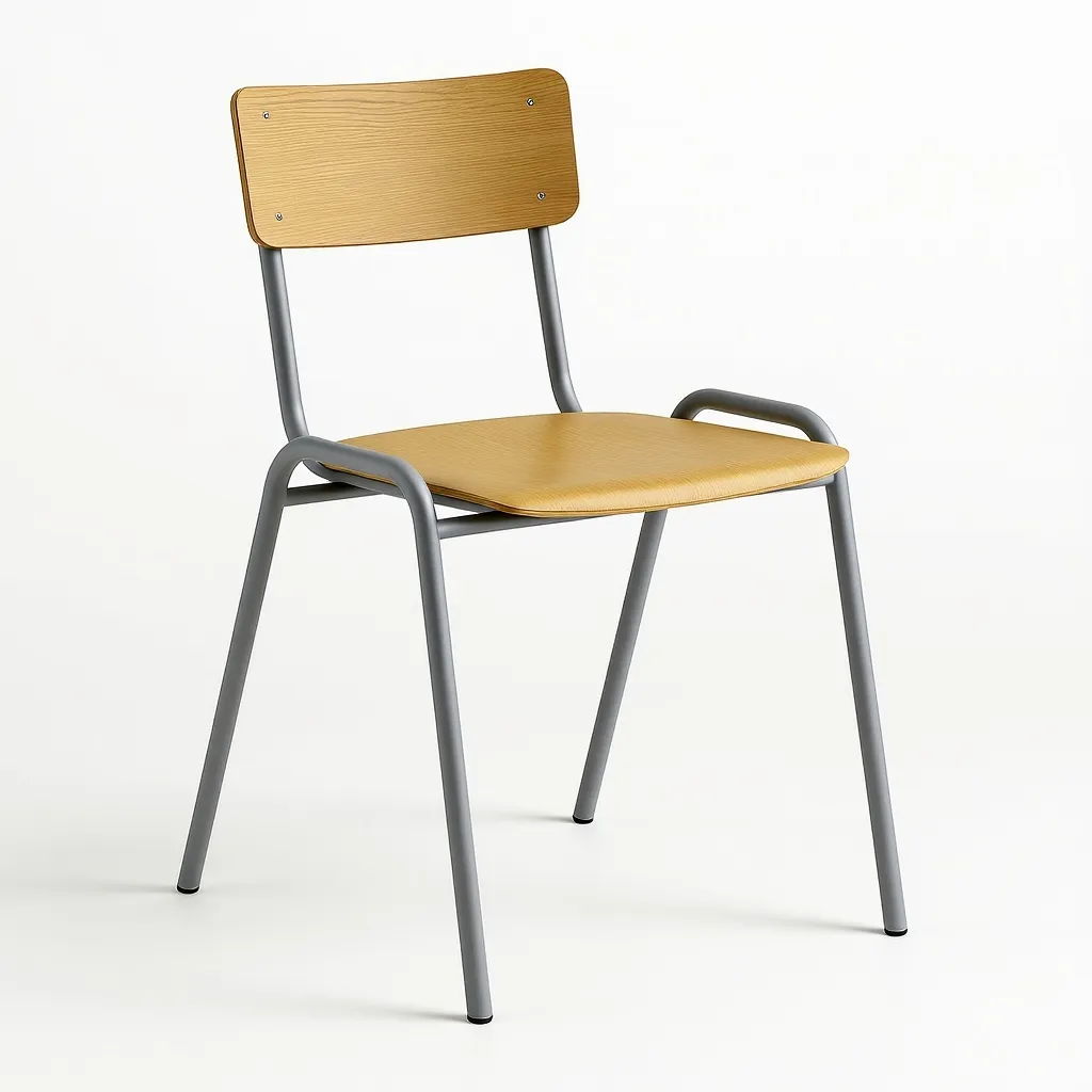 Holz-Stapelstuhl Buche mit Stahlgestell  Ansicht 2