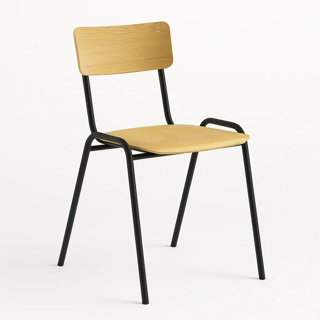 Holz-Stapelstuhl Buche mit Stahlgestell 