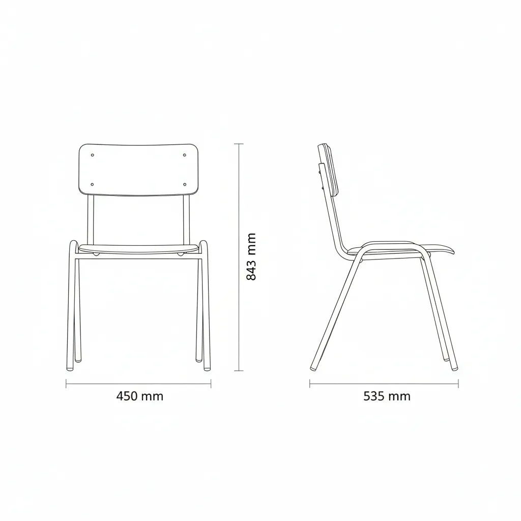 Holz-Stapelstuhl Buche mit Stahlgestell  Ansicht 7