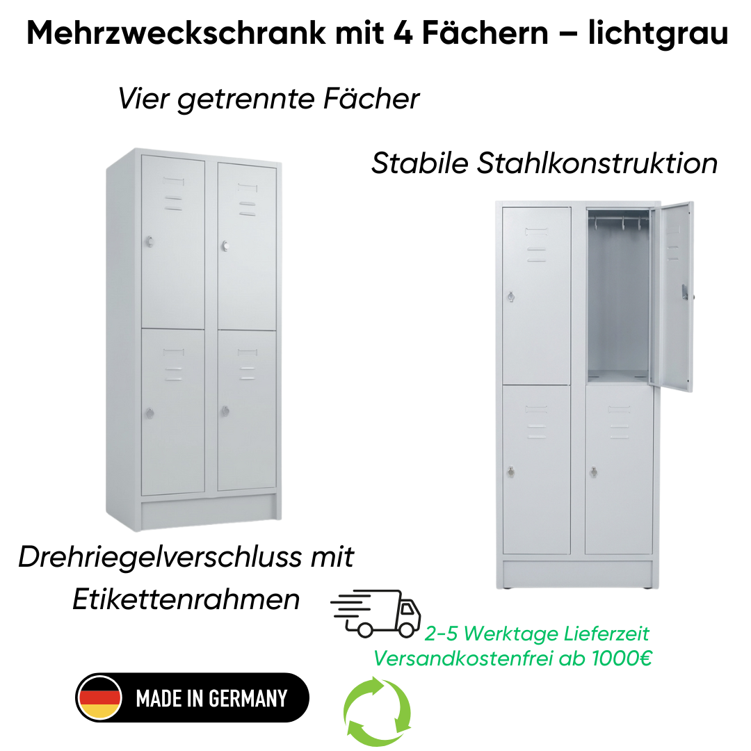 Mehrzweckschrank mit 4 Fächern – lichtgrau Ansicht 2