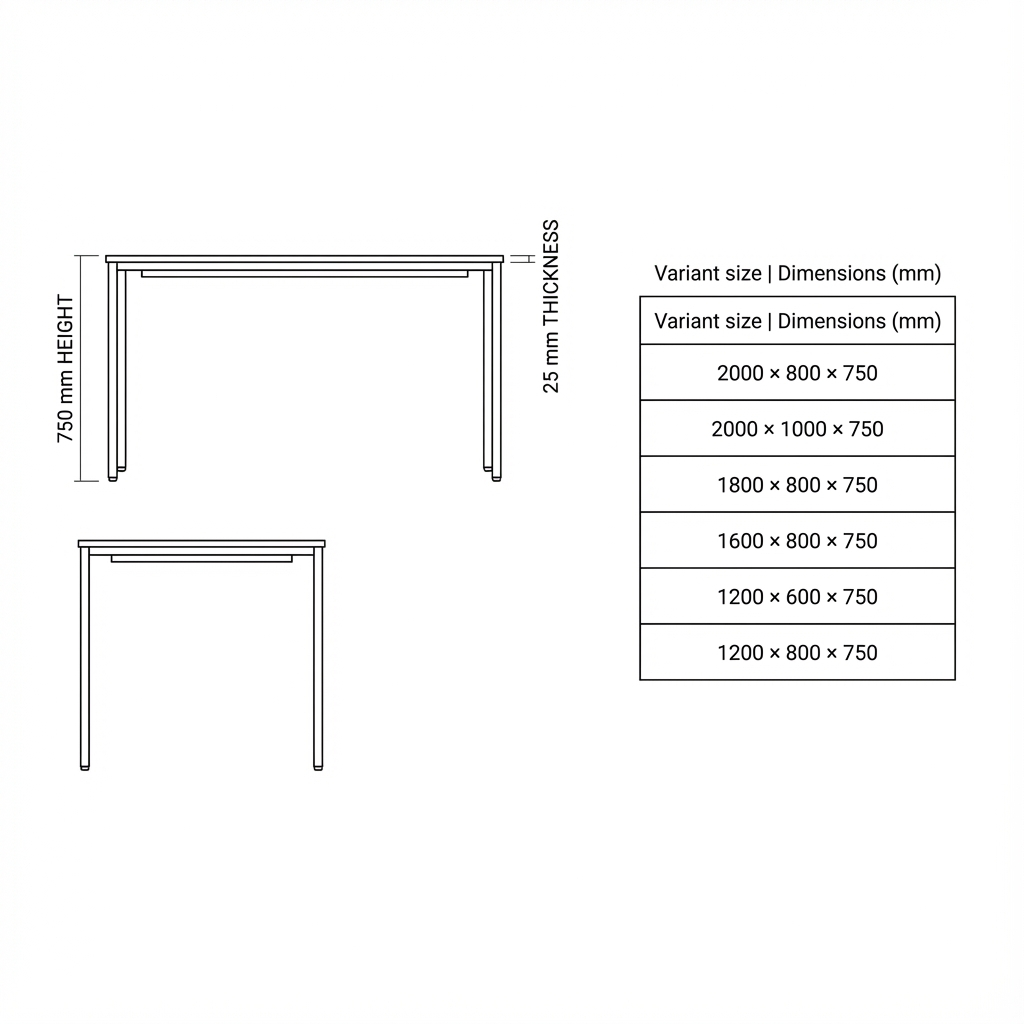 Mehrzwecktisch mit Stahlrohrgestell – robuste Arbeitsfläche Ansicht 5