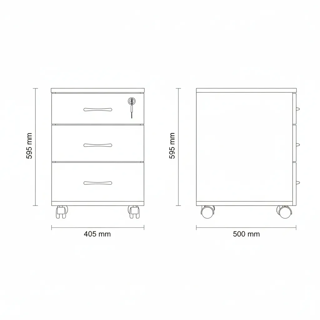 Rollcontainer Holz mit 3 Schubladen Ansicht 6