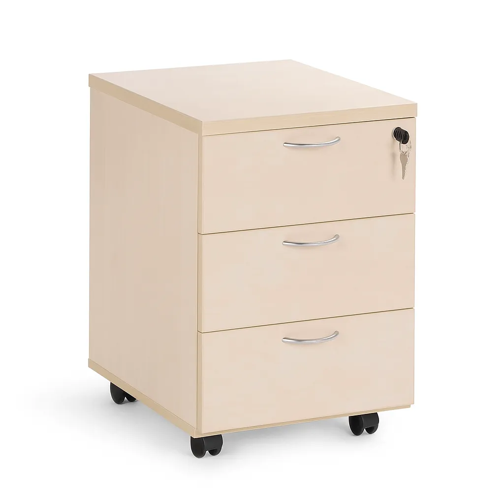 Rollcontainer Holz mit 3 Schubladen