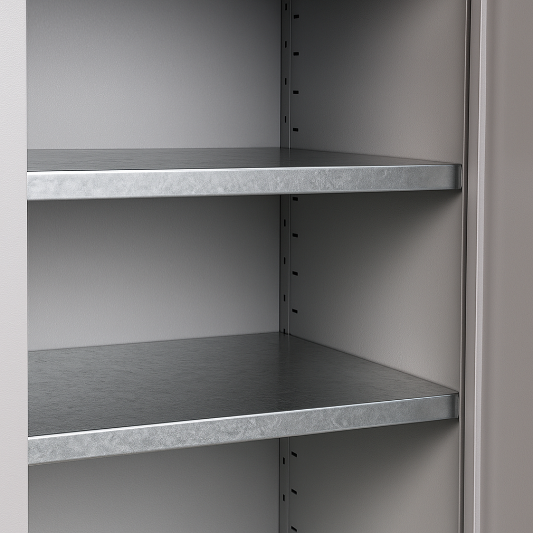 Stahlschrank mit Flügeltüren 120x60 cm - lichtgrau Ansicht 8