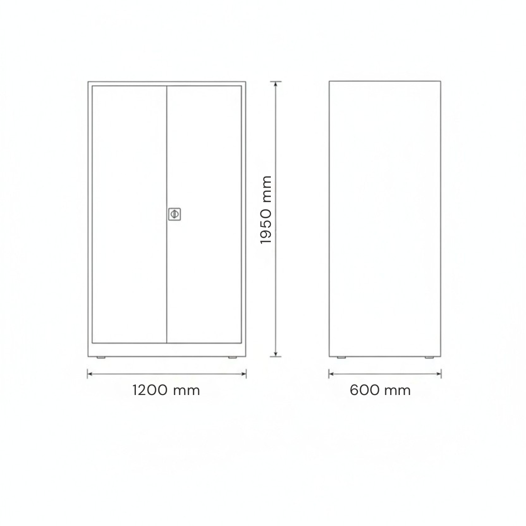 Stahlschrank mit Flügeltüren 120x60 cm - lichtgrau Ansicht 9
