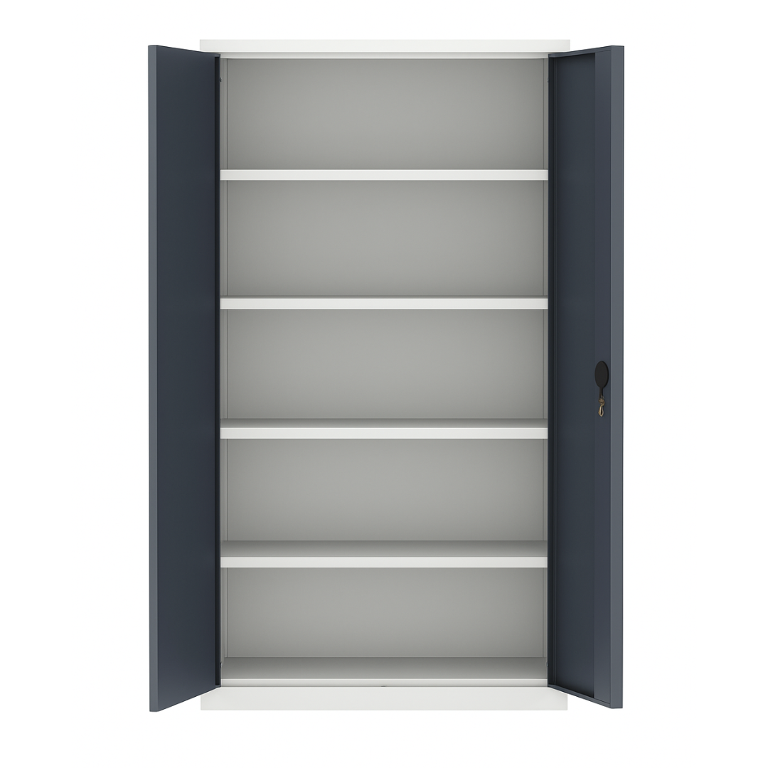 Stahlschrank mit Flügeltüren 80x38 cm - lichtgrau Ansicht 7