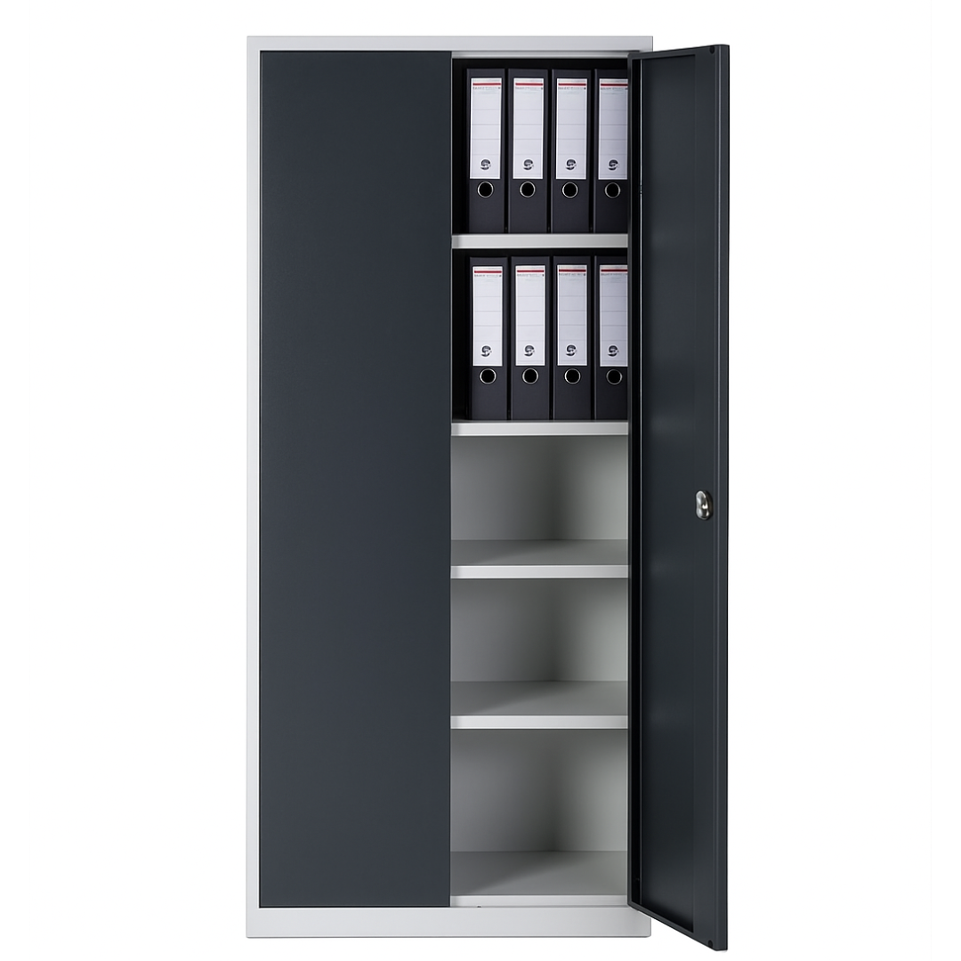 Stahlschrank mit Flügeltüren 80x38 cm - lichtgrau Ansicht 6