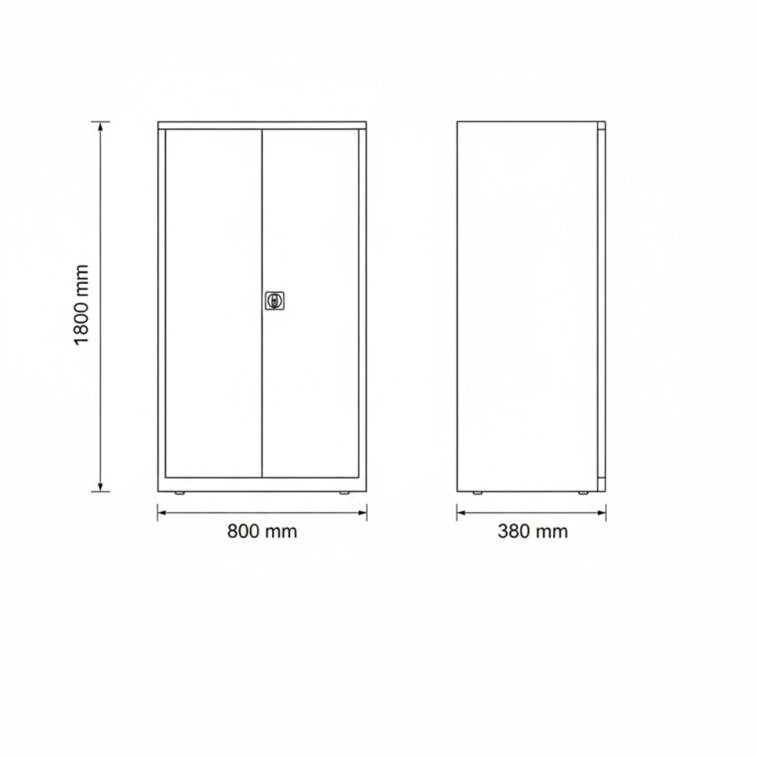 Stahlschrank mit Flügeltüren 80x38 cm - lichtgrau Ansicht 10
