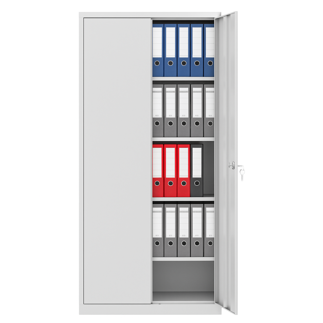 Stahlschrank mit Flügeltüren 92x42 cm - lichtgrau Ansicht 6