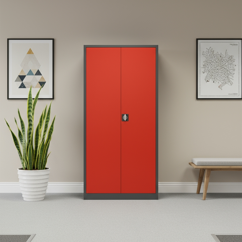 Stahlschrank mit Flügeltüren 92x42 cm - anthrazit Ansicht 6