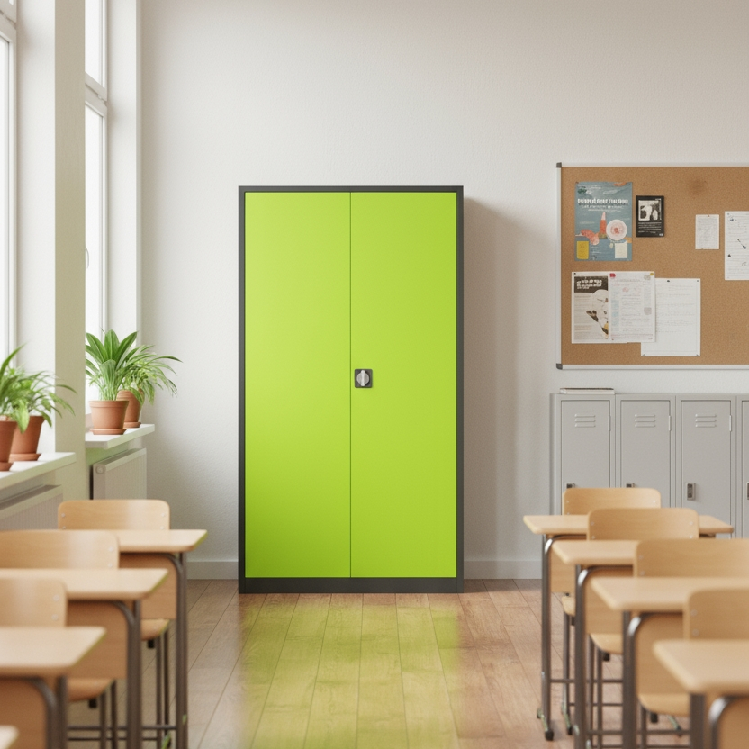 Stahlschrank mit Flügeltüren 92x42 cm - anthrazit Ansicht 7