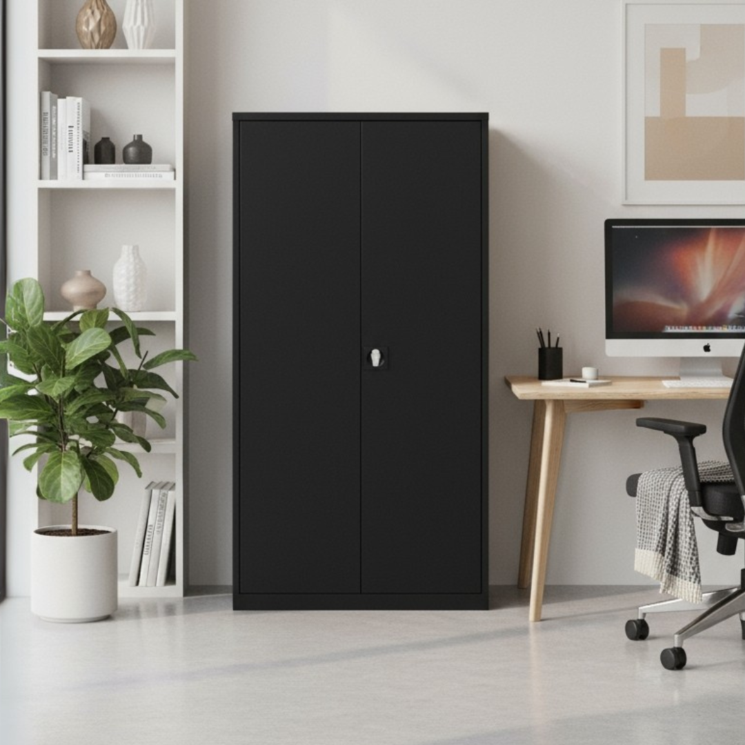 Stahlschrank mit Flügeltüren 92x42 cm - einfarbig Ansicht 7