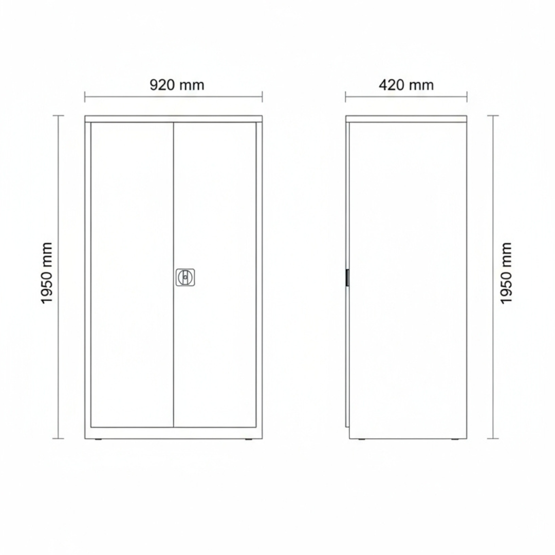 Stahlschrank mit Flügeltüren 92x42 cm - anthrazit Ansicht 8