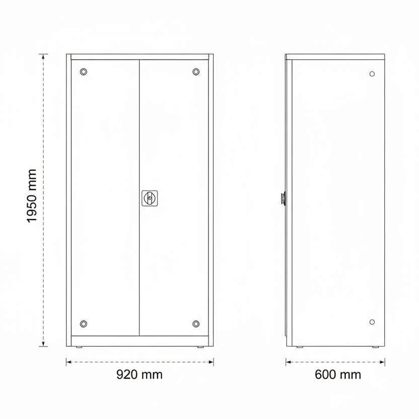 Stahlschrank mit Flügeltüren 92x60 cm - lichtgrau Ansicht 8