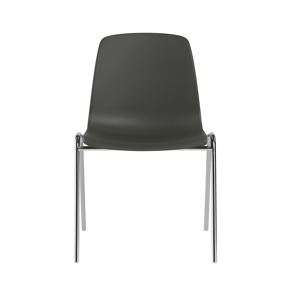 Stapelstuhl Kunststoff schiefergrau mit Chromgestell Ansicht 3