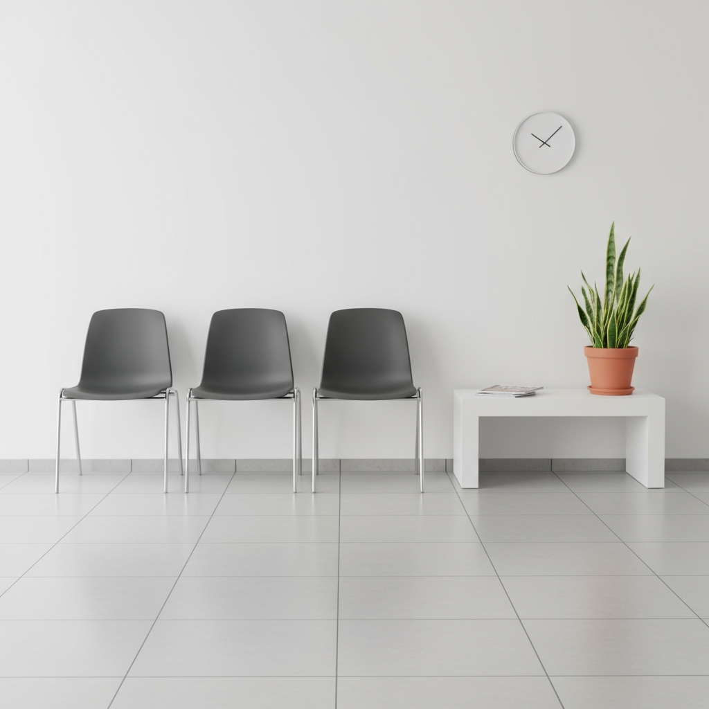 Stapelstuhl Kunststoff schiefergrau mit Chromgestell Ansicht 4