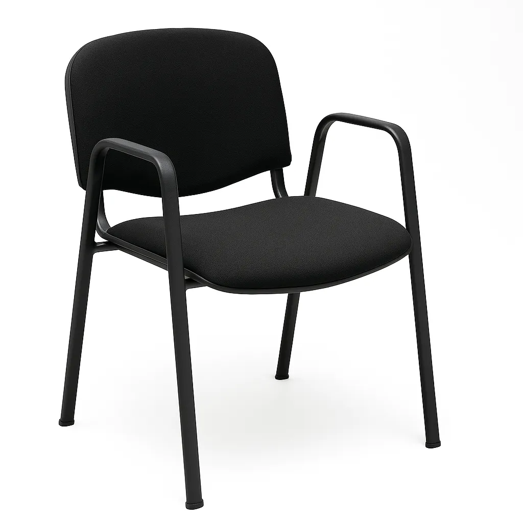 Besucherstuhl gepolstert mit Armlehnen schwarz Ansicht 3