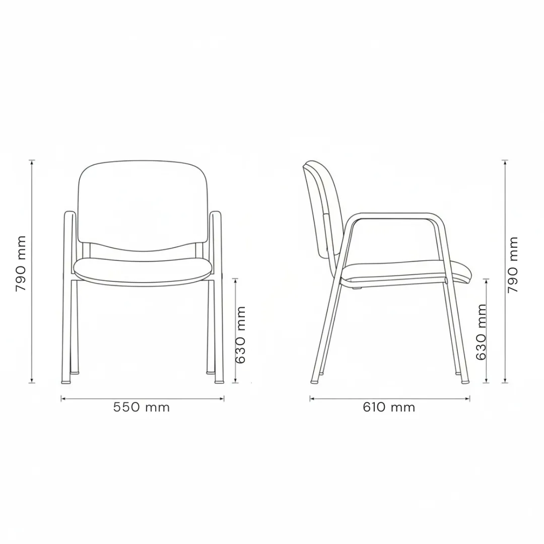Besucherstuhl gepolstert mit Armlehnen schwarz Ansicht 6