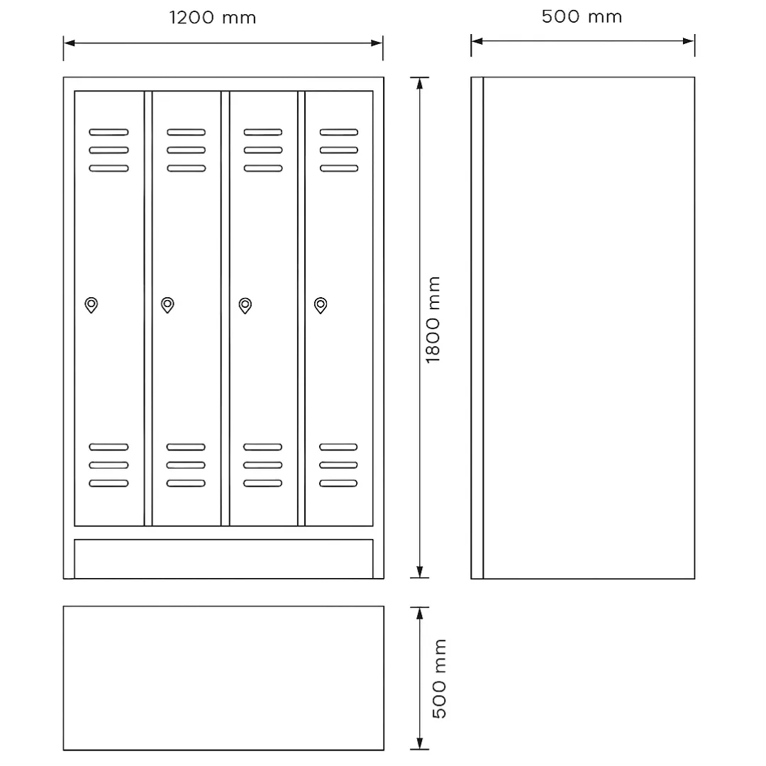 Garderobenschrank mit 4 Abteilen – 120 cm Ansicht 8