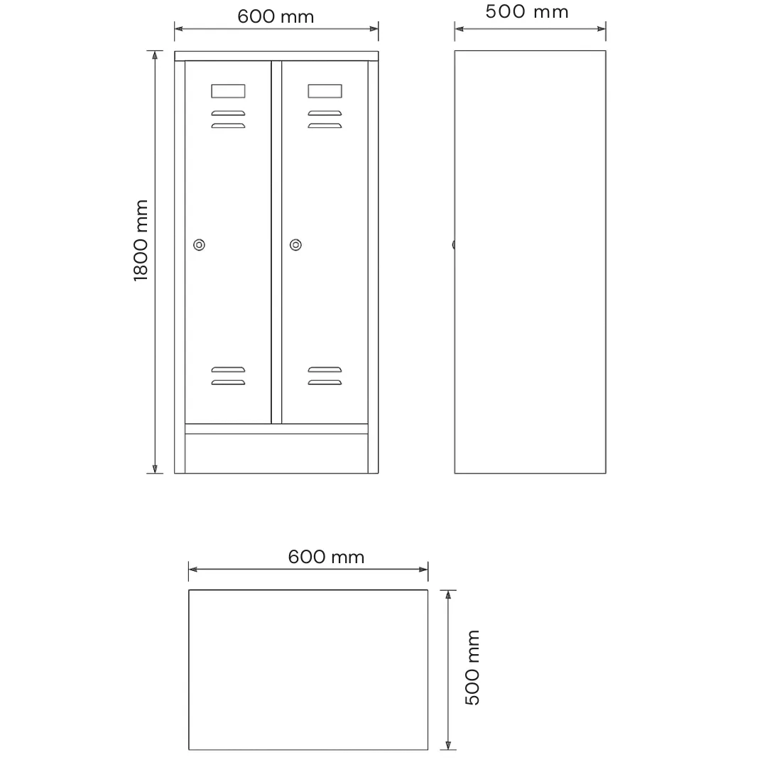 Garderobenschrank mit 2 Abteilen – 60 cm Ansicht 8