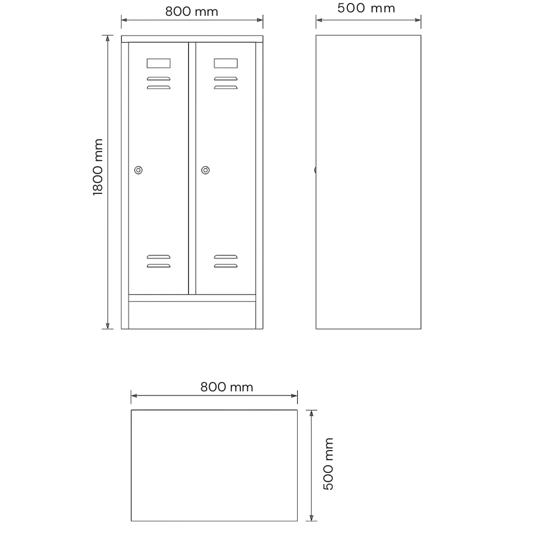 Garderobenschrank mit 2 Abteilen – 80 cm Ansicht 7