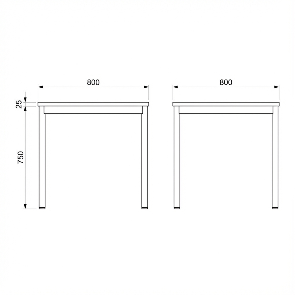 Mehrzwecktisch mit Stahlrohrgestell – 80×80 cm Ansicht 7