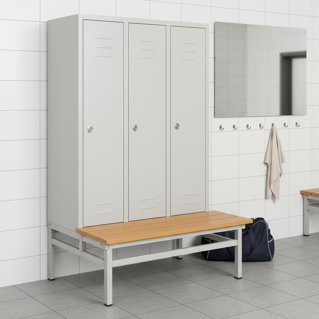 Unterbau-Sitzbank für Spinde – Buche/Lichtgrau Ansicht 5